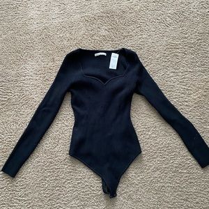 Abercrombie Black Ribbed Bodysuit Size Large